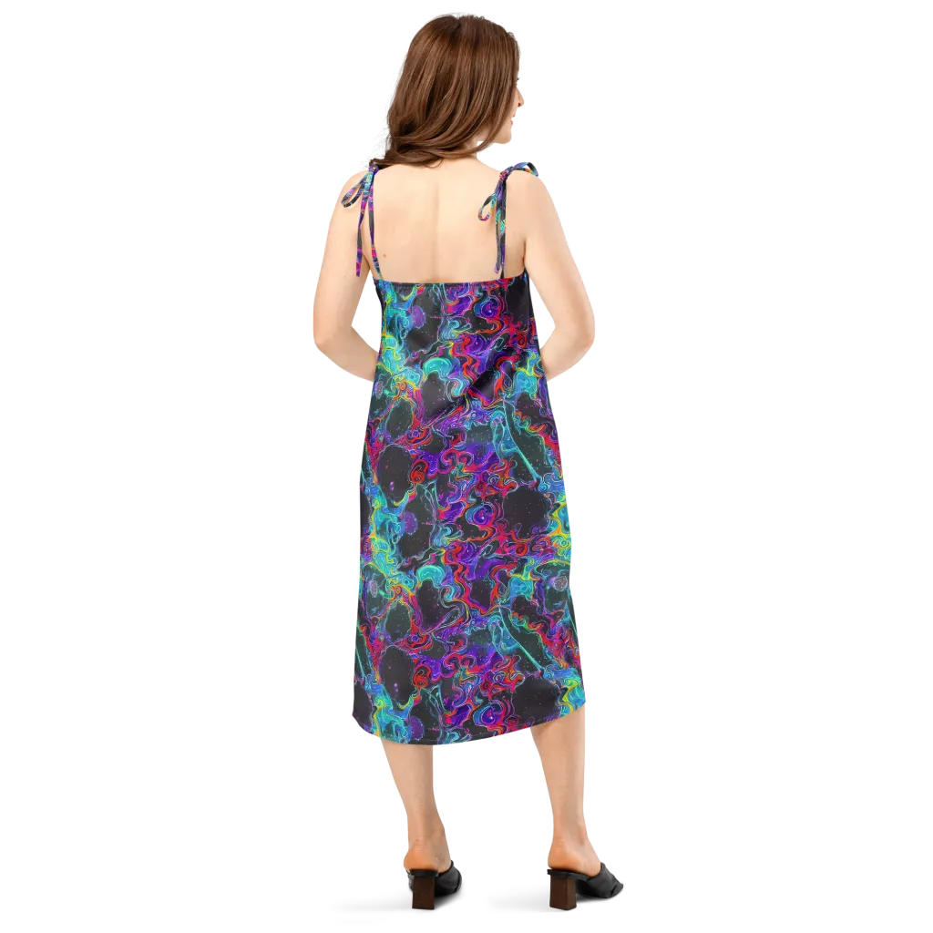 Midnight Eruption on Slip Dress — Back