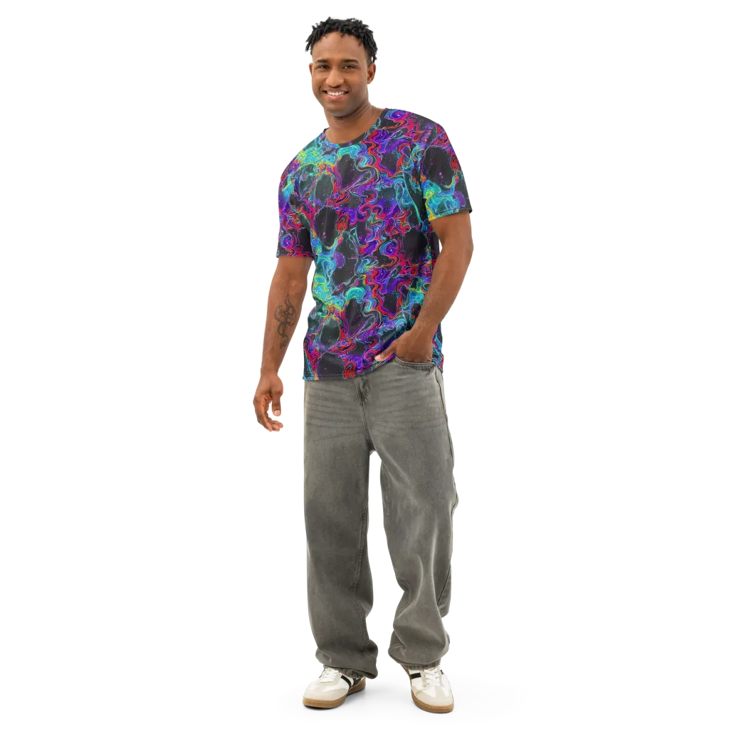 Midnight Eruption on Men's Cotton Crew Neck T-Shirt — Front