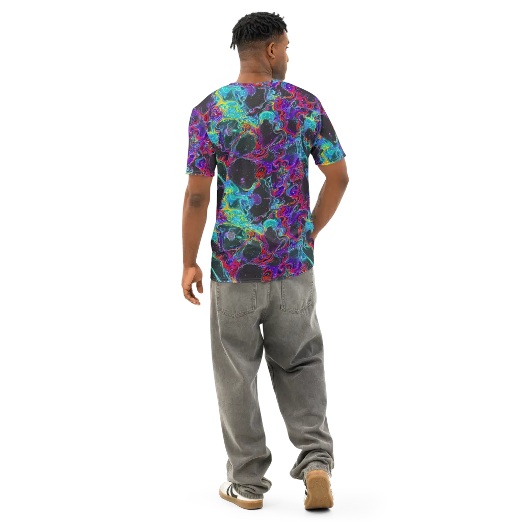 Midnight Eruption on Men's Cotton Crew Neck T-Shirt — Back