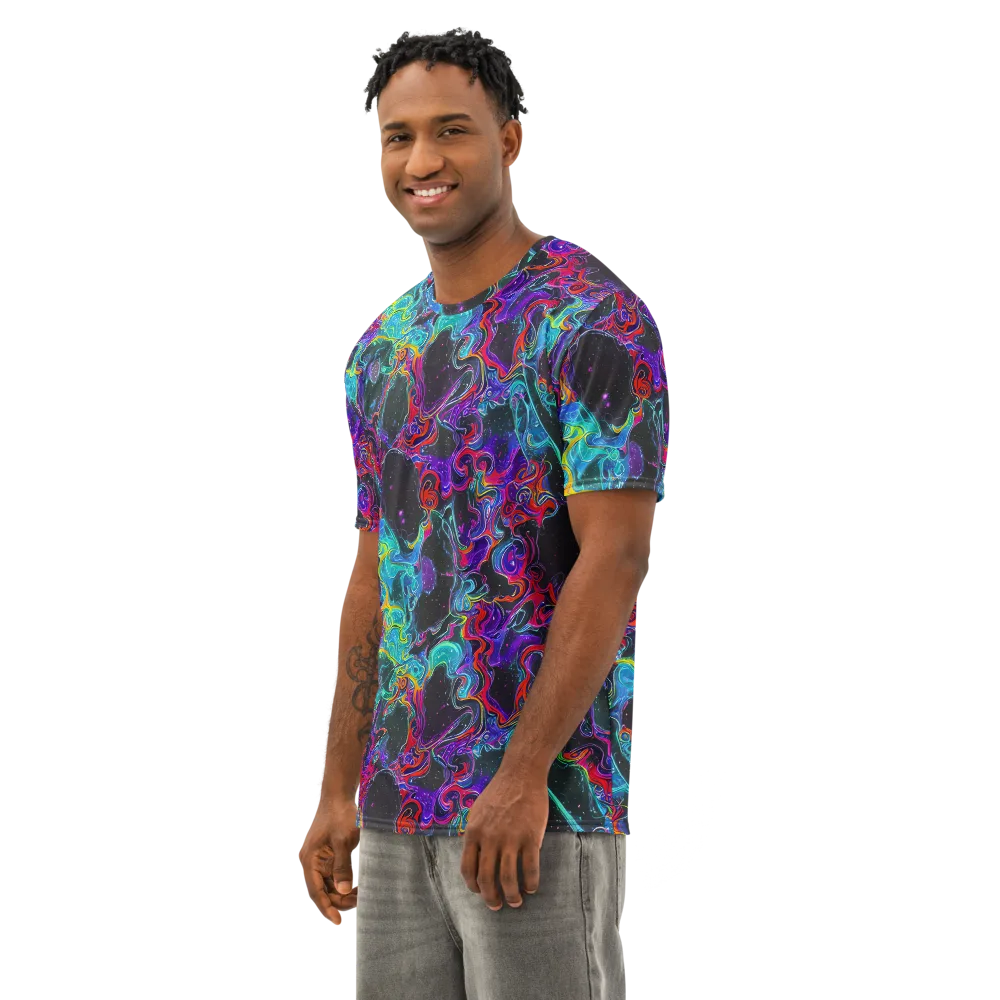 Midnight Eruption on Men's Cotton Crew Neck T-Shirt — Left Front