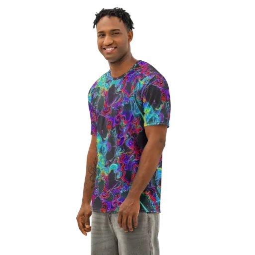 Midnight Eruption on a Men's Cotton Crew Neck T-Shirt