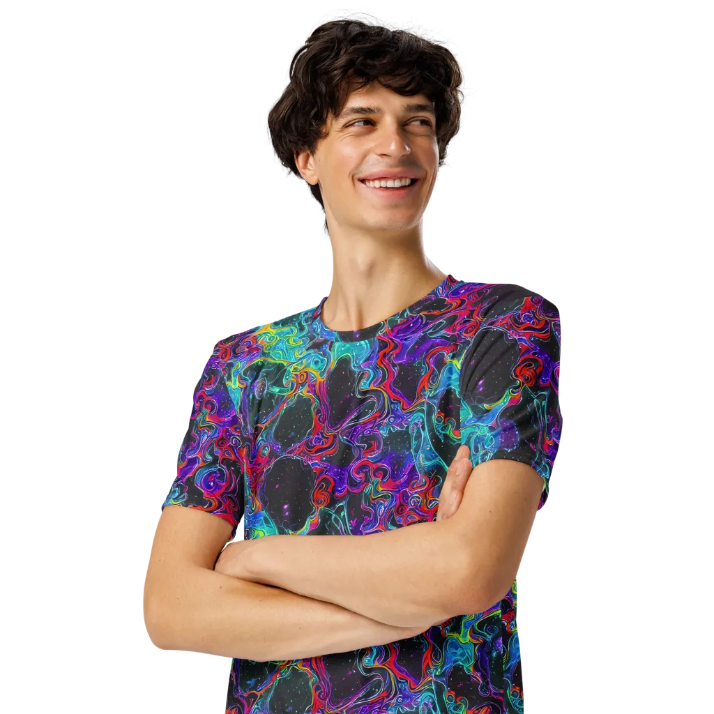 Midnight Eruption on Men's Crew Neck T-Shirt — Left Front