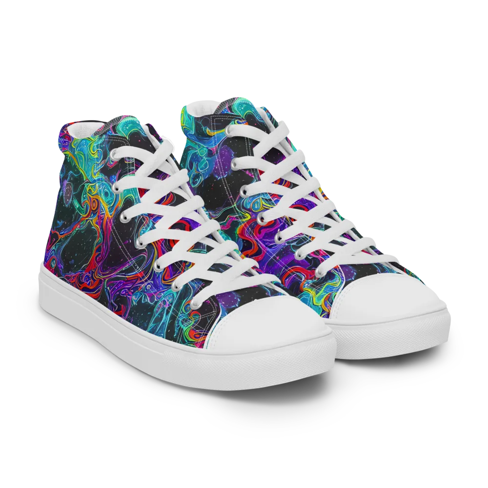 Midnight Eruption on Men's High Top Canvas Shoes — Right Front