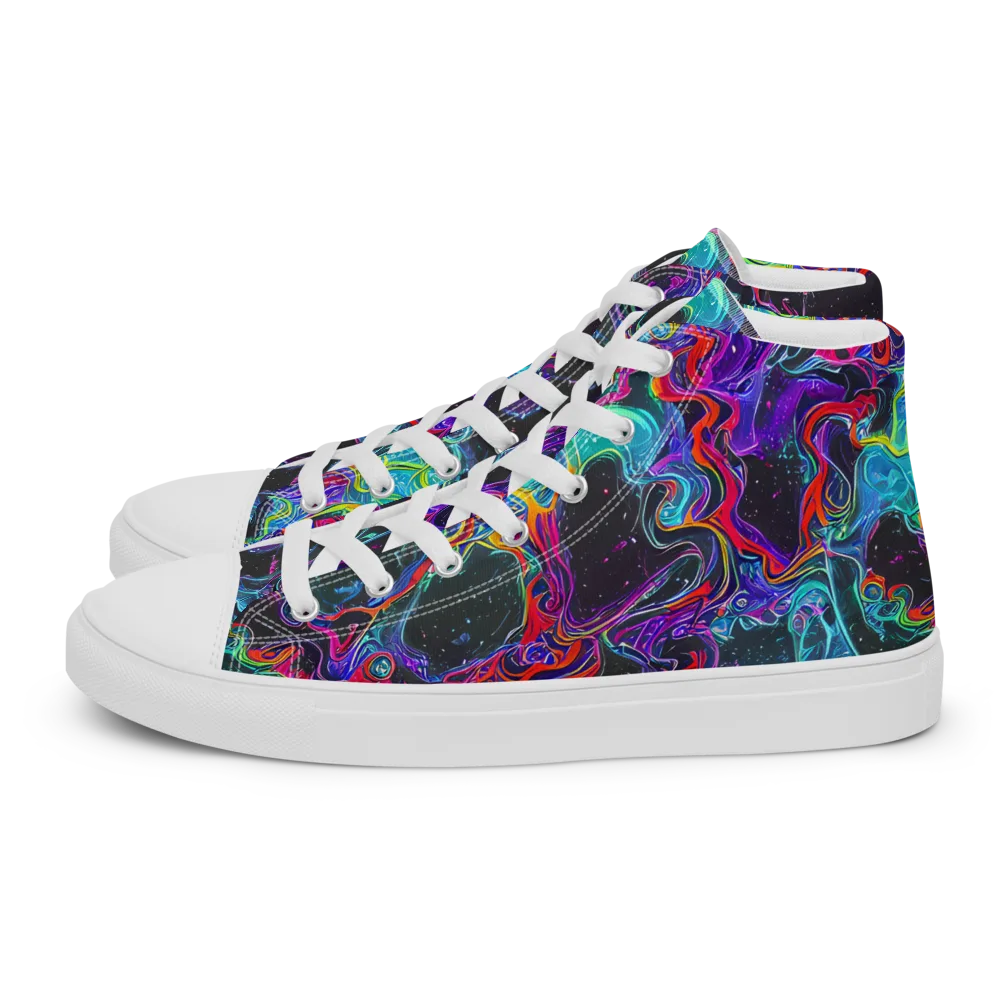 Midnight Eruption on Men's High Top Canvas Shoes — Left