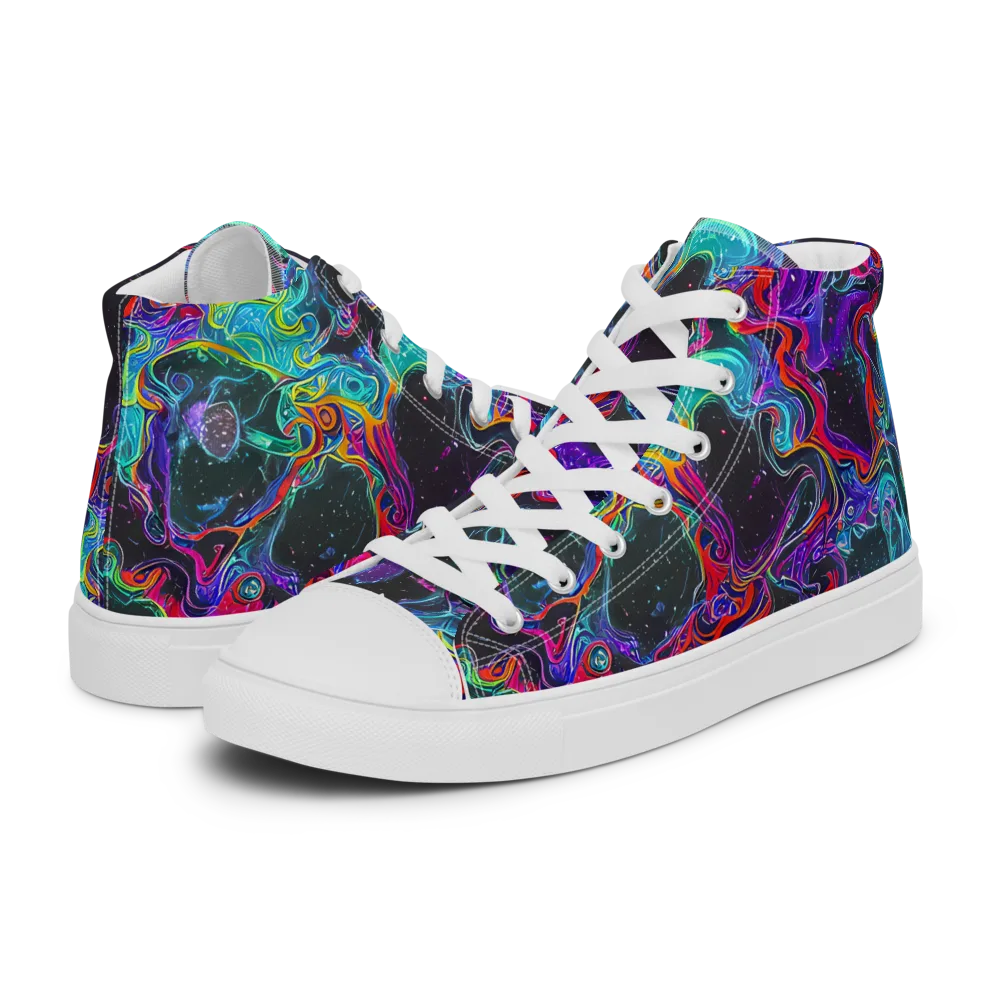 Midnight Eruption on Men's High Top Canvas Shoes — Left