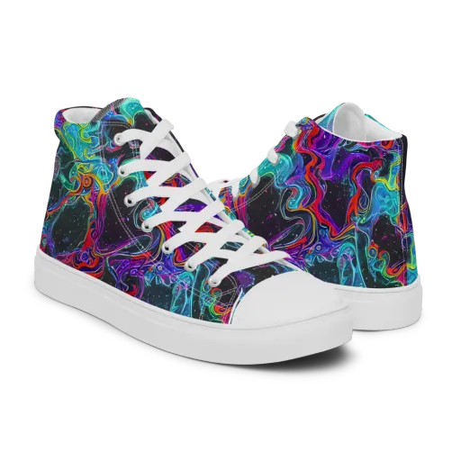 Midnight Eruption on a Men's High Top Canvas Shoes