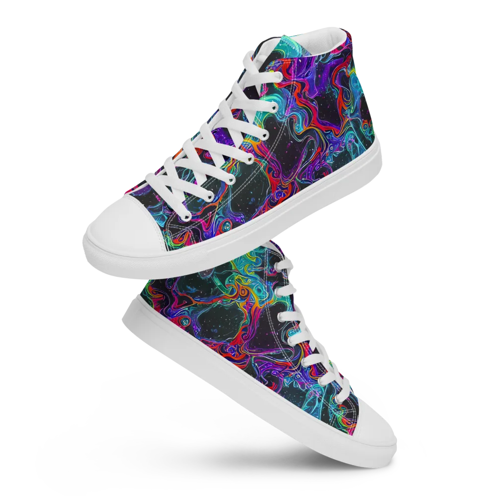 Midnight Eruption on Men's High Top Canvas Shoes — Front