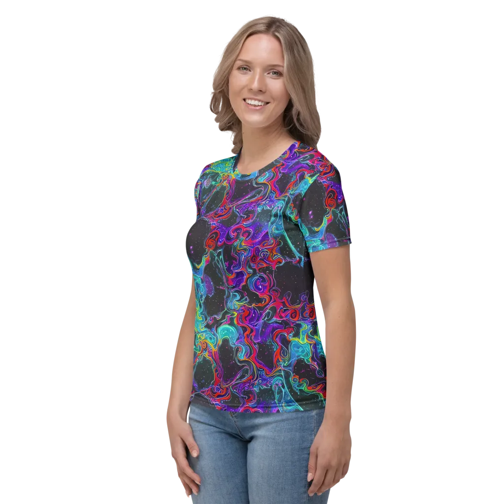 Midnight Eruption on Women's Crew Neck T-Shirt — Left