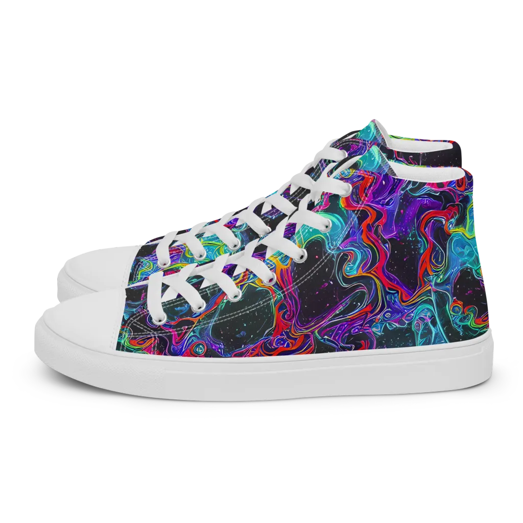 Midnight Eruption on Women's High Top Canvas Shoes — Left
