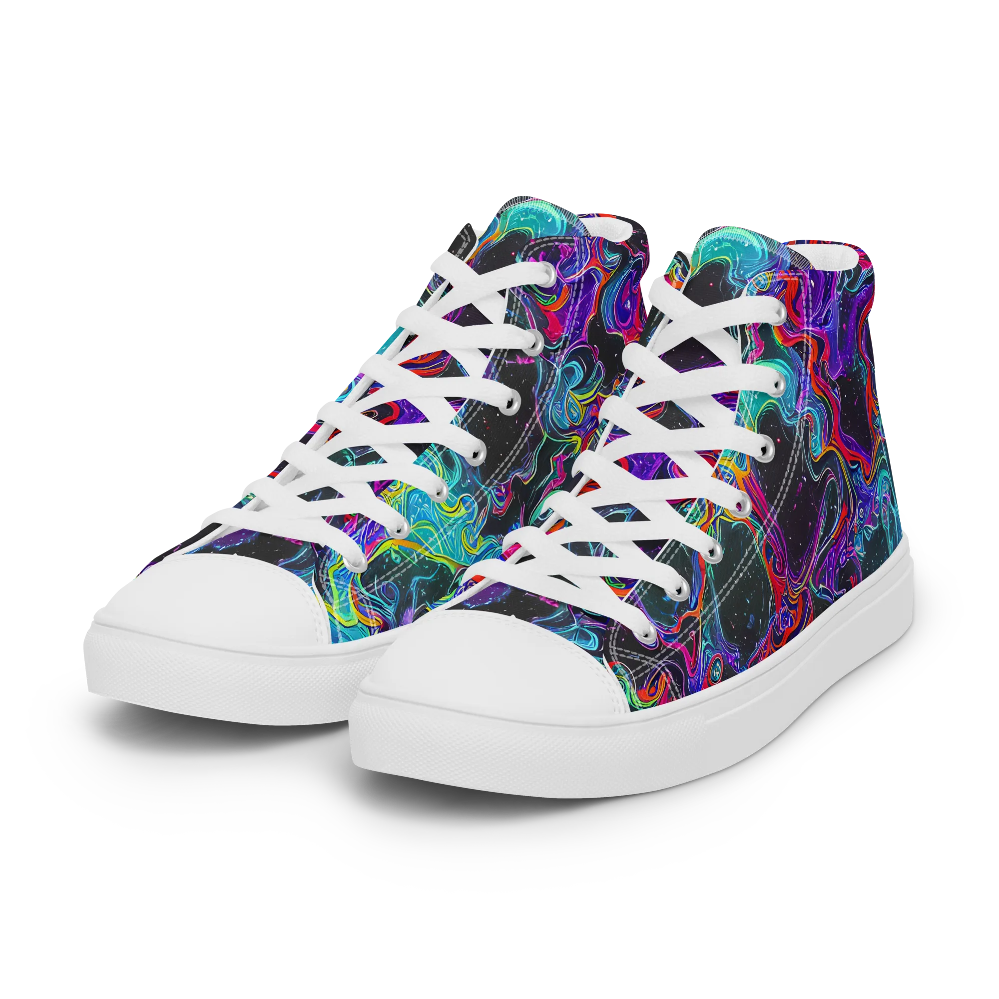 Midnight Eruption on Women's High Top Canvas Shoes — Left Front
