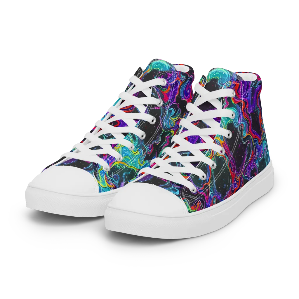 Midnight Eruption on Women's High Top Canvas Shoes — Left Front