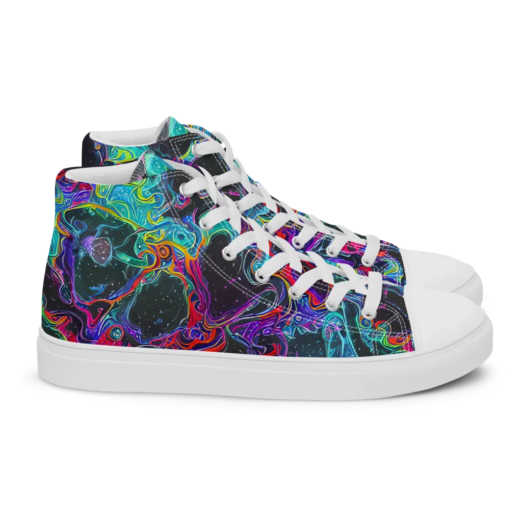 Midnight Eruption on Women's High Top Canvas Shoes — Right