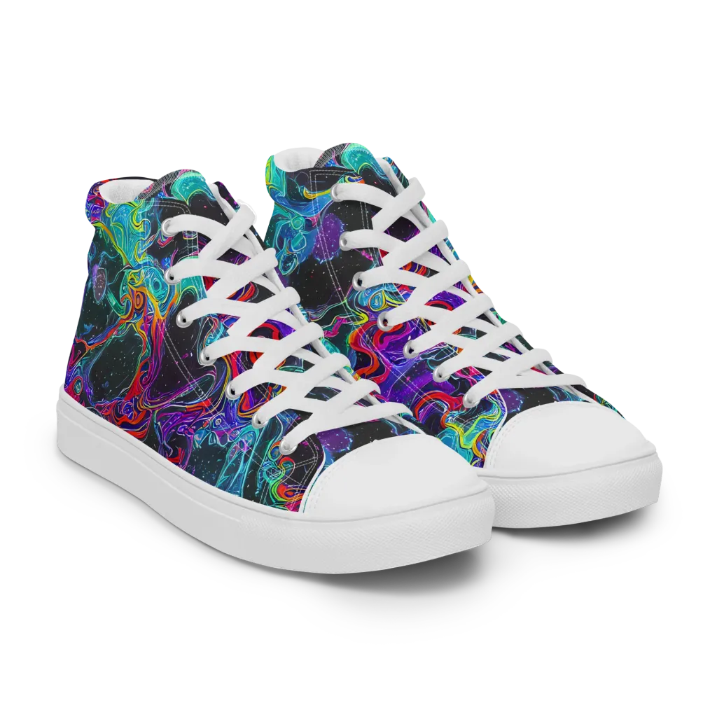 Midnight Eruption on Women's High Top Canvas Shoes — Right Front