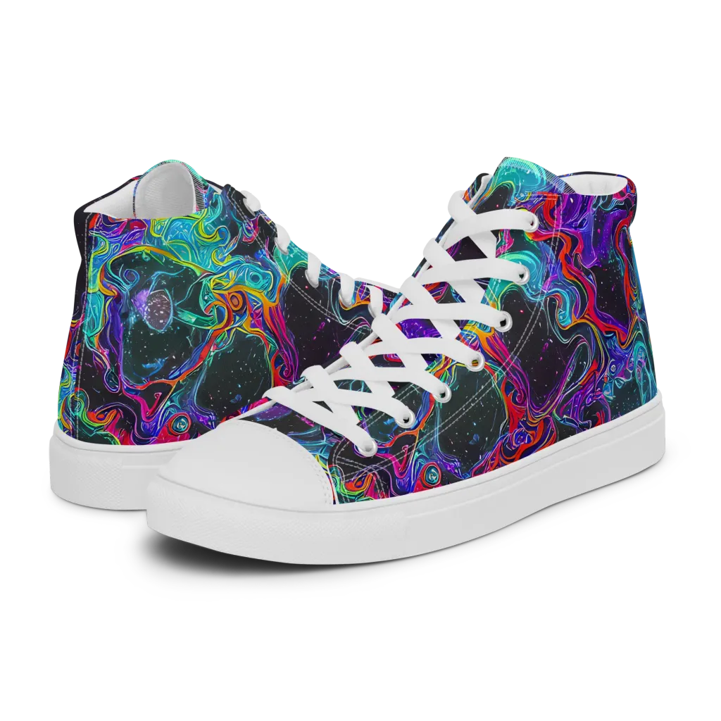 Midnight Eruption on Women's High Top Canvas Shoes — Left