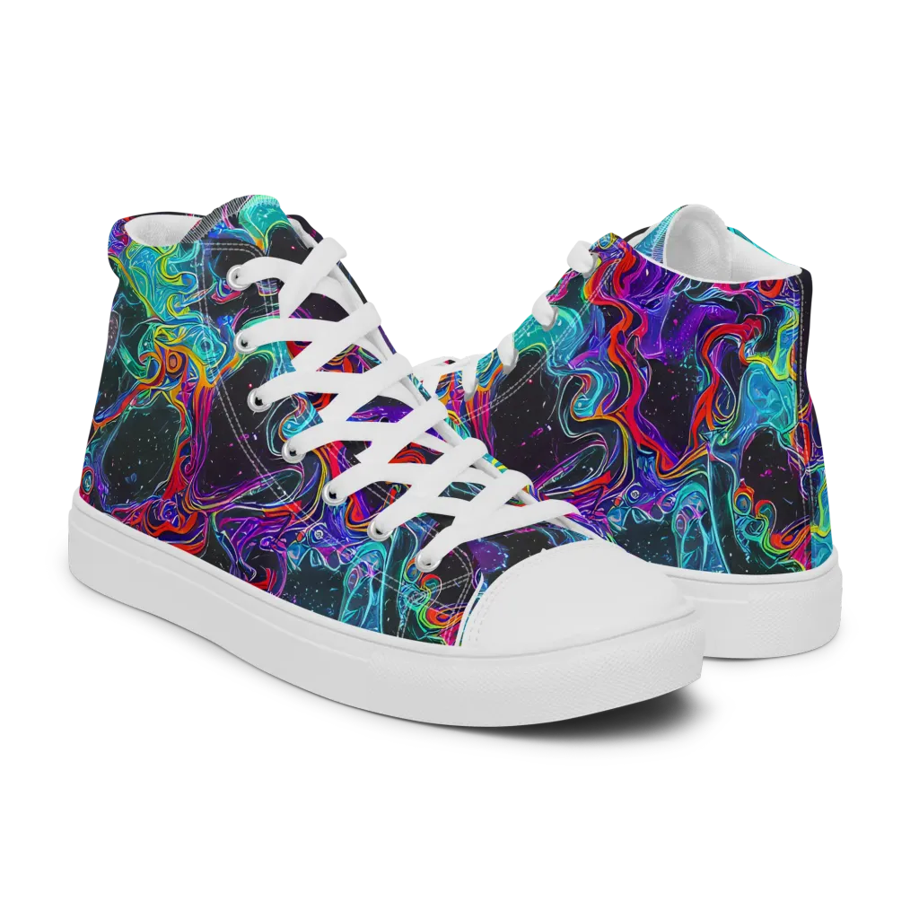 Midnight Eruption on Women's High Top Canvas Shoes — Right