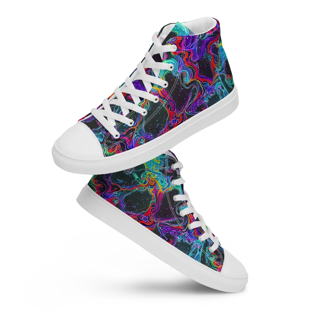 Midnight Eruption on Women's High Top Canvas Shoes — Front