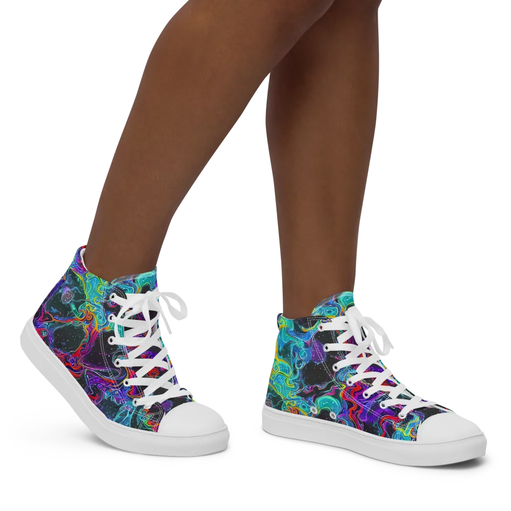 Midnight Eruption on Women's High Top Canvas Shoes — Right