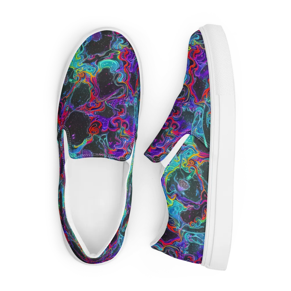 Midnight Eruption on Men's Slip-On Canvas Shoes — Front