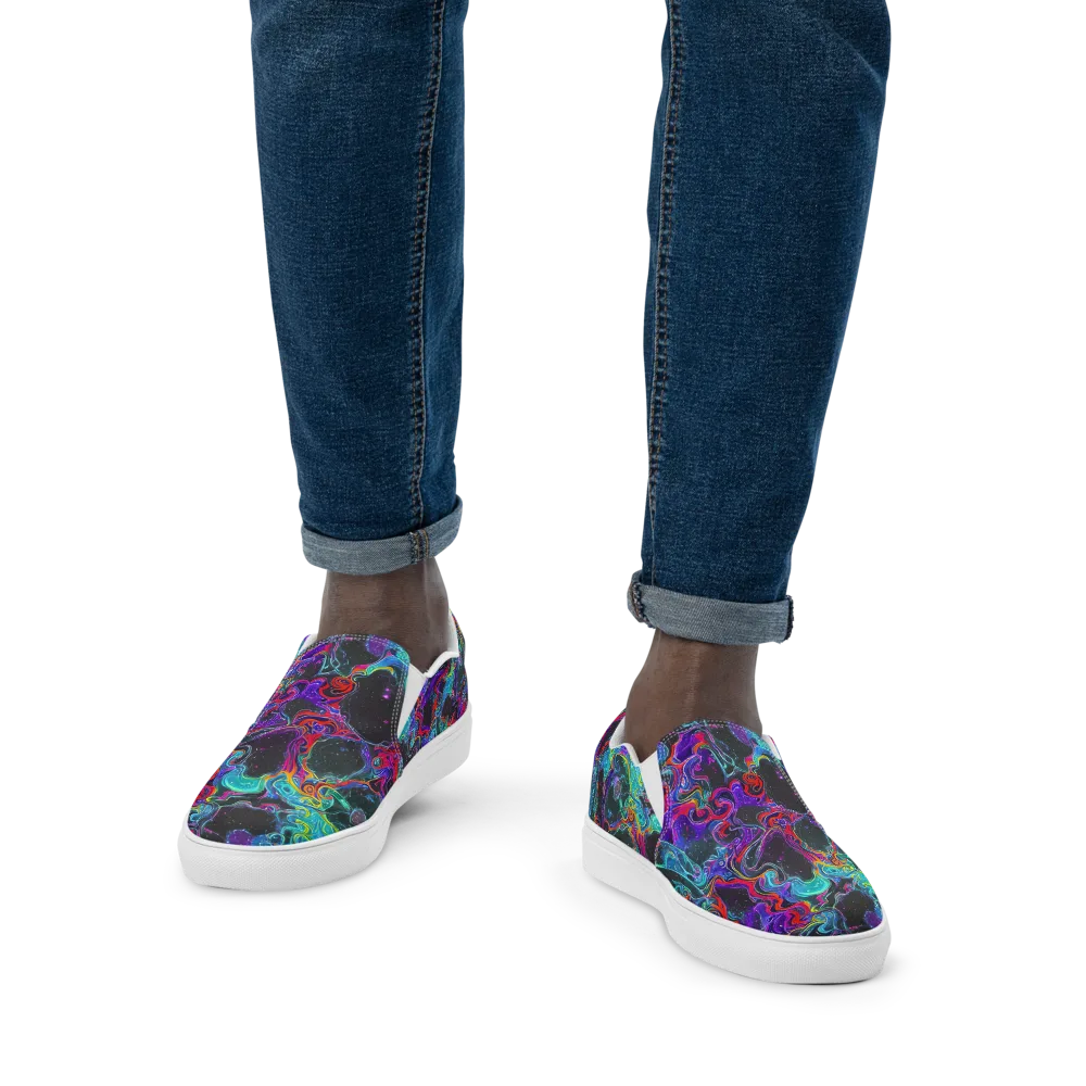 Midnight Eruption on Men's Slip-On Canvas Shoes — Front