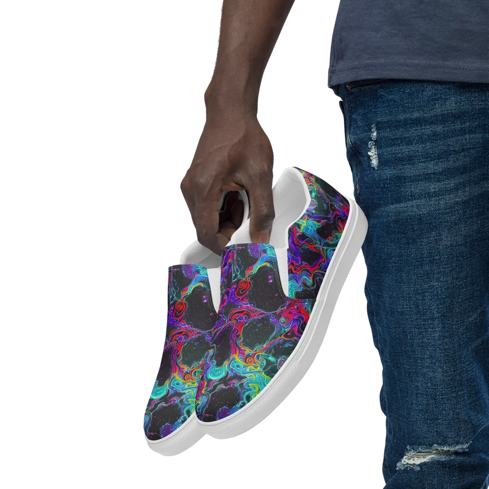 Midnight Eruption on Men's Slip-On Canvas Shoes — Left Front