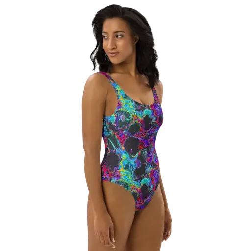 Midnight Eruption on a One-Piece Swimsuit
