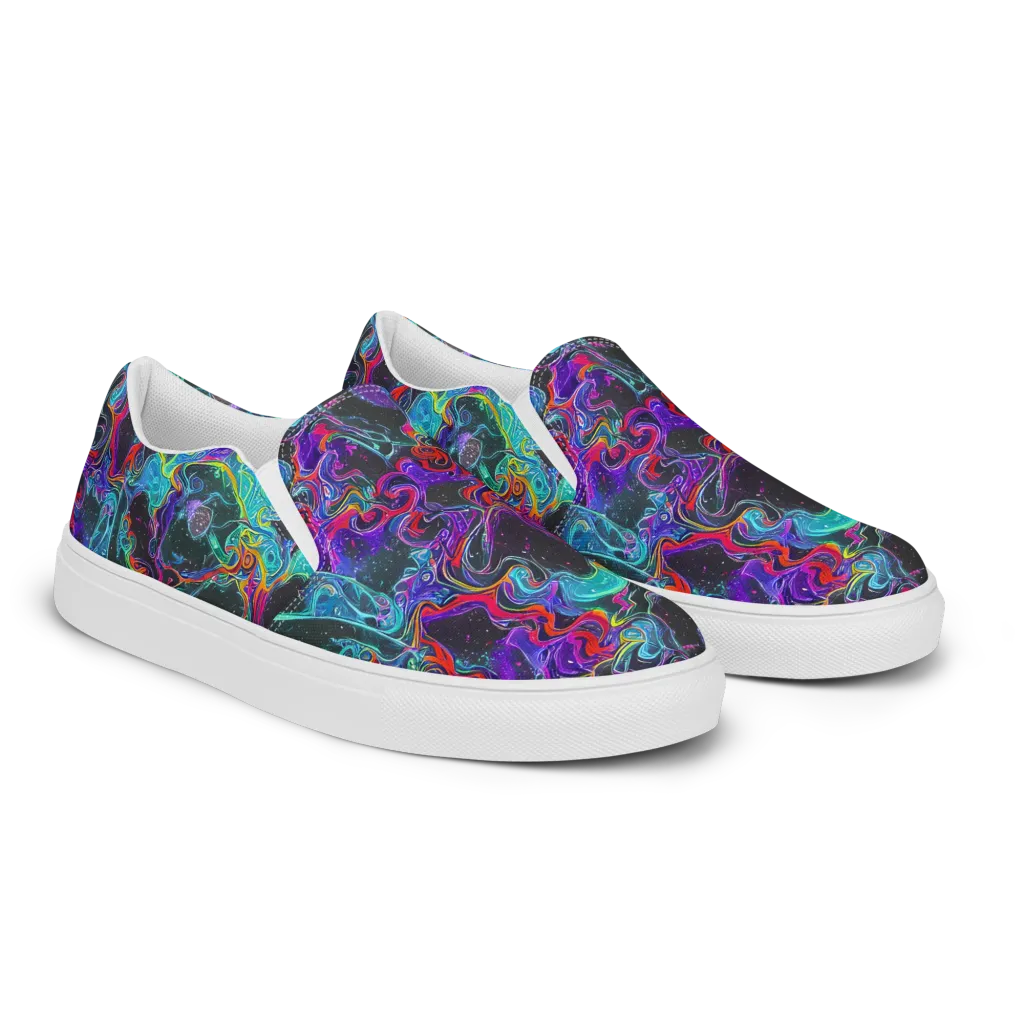 Midnight Eruption on Women's Slip-On Canvas Shoes — Right Front