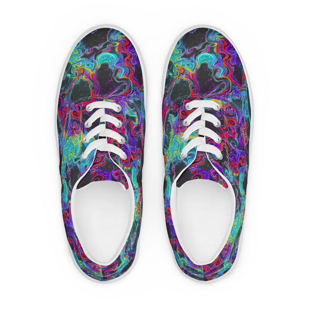 Midnight Eruption on Men's Lace-Up Canvas Shoes — Front