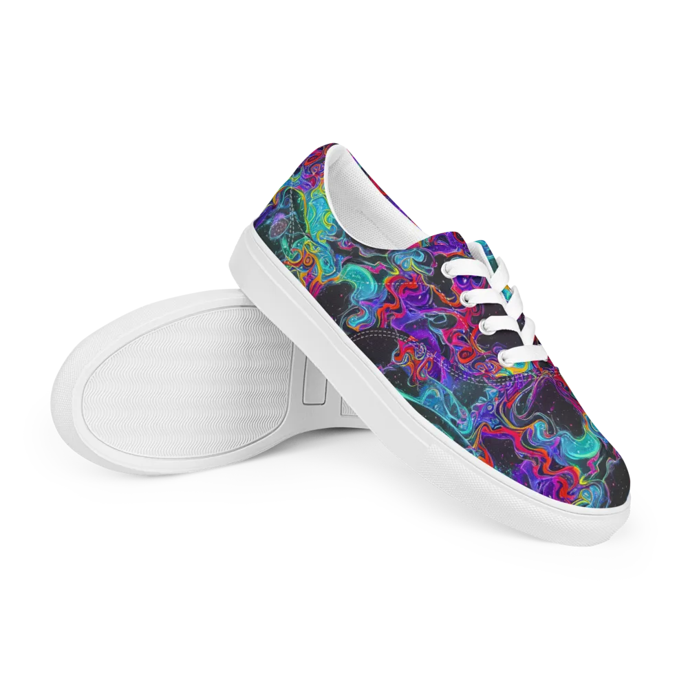 Midnight Eruption on Men's Lace-Up Canvas Shoes — Right Front