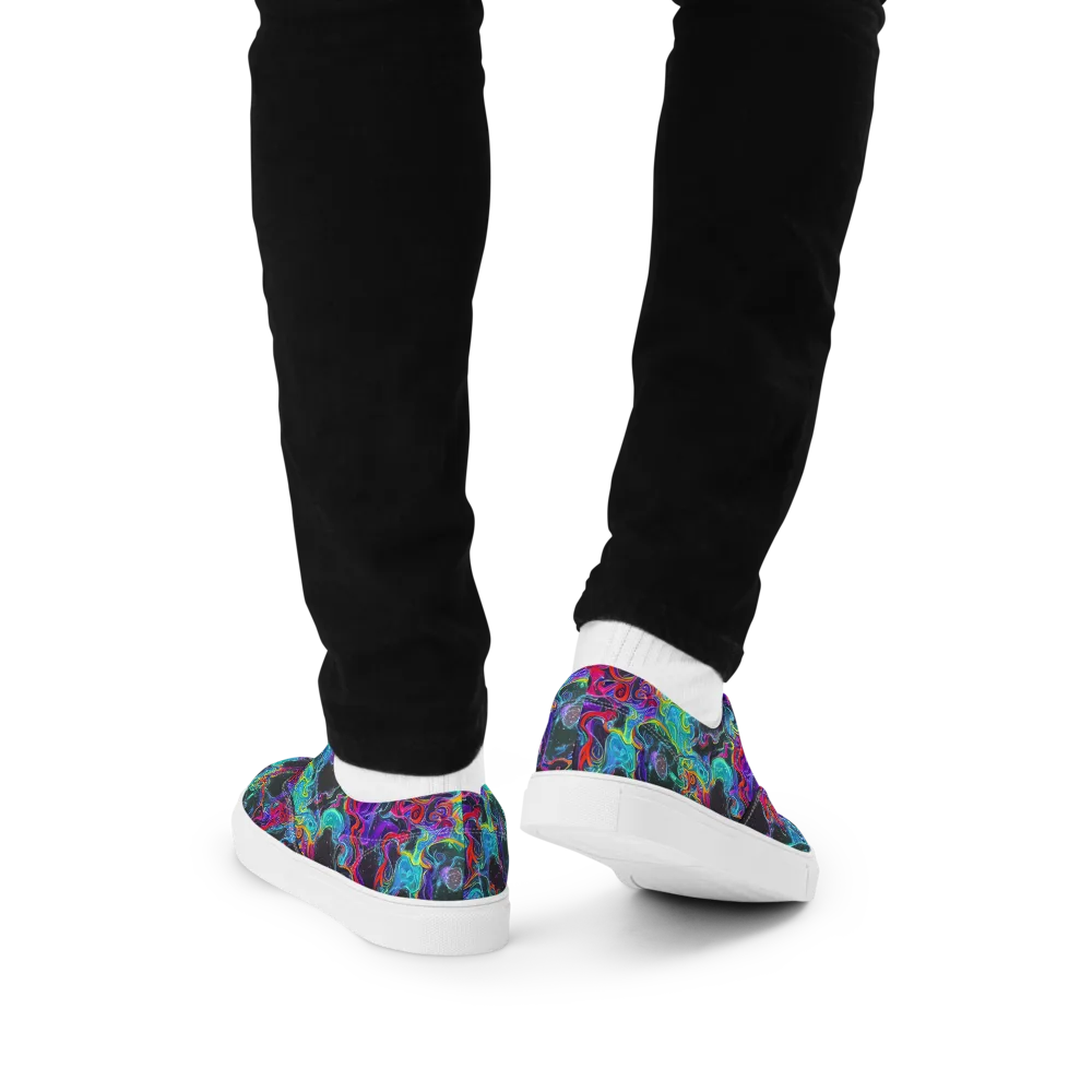 Midnight Eruption on Men's Lace-Up Canvas Shoes — Back