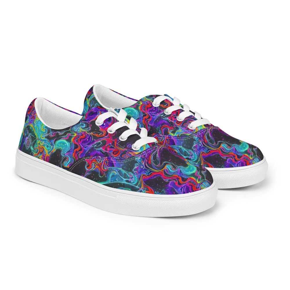 Midnight Eruption on Men's Lace-Up Canvas Shoes — Right Front