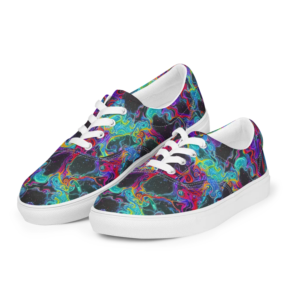Midnight Eruption on Men's Lace-Up Canvas Shoes — Left Front