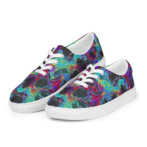 Midnight Eruption on a Men's Lace-Up Canvas Shoes