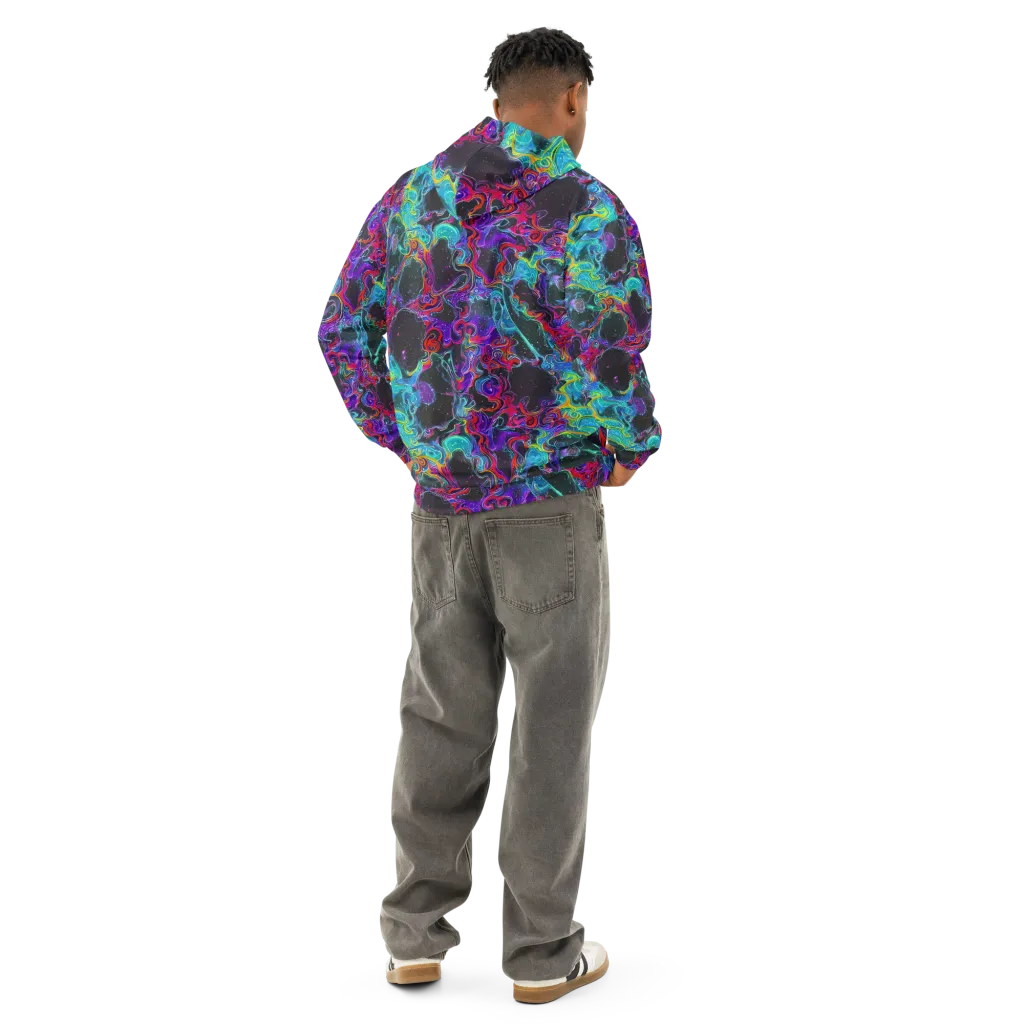Midnight Eruption on Cotton Hoodie — Back