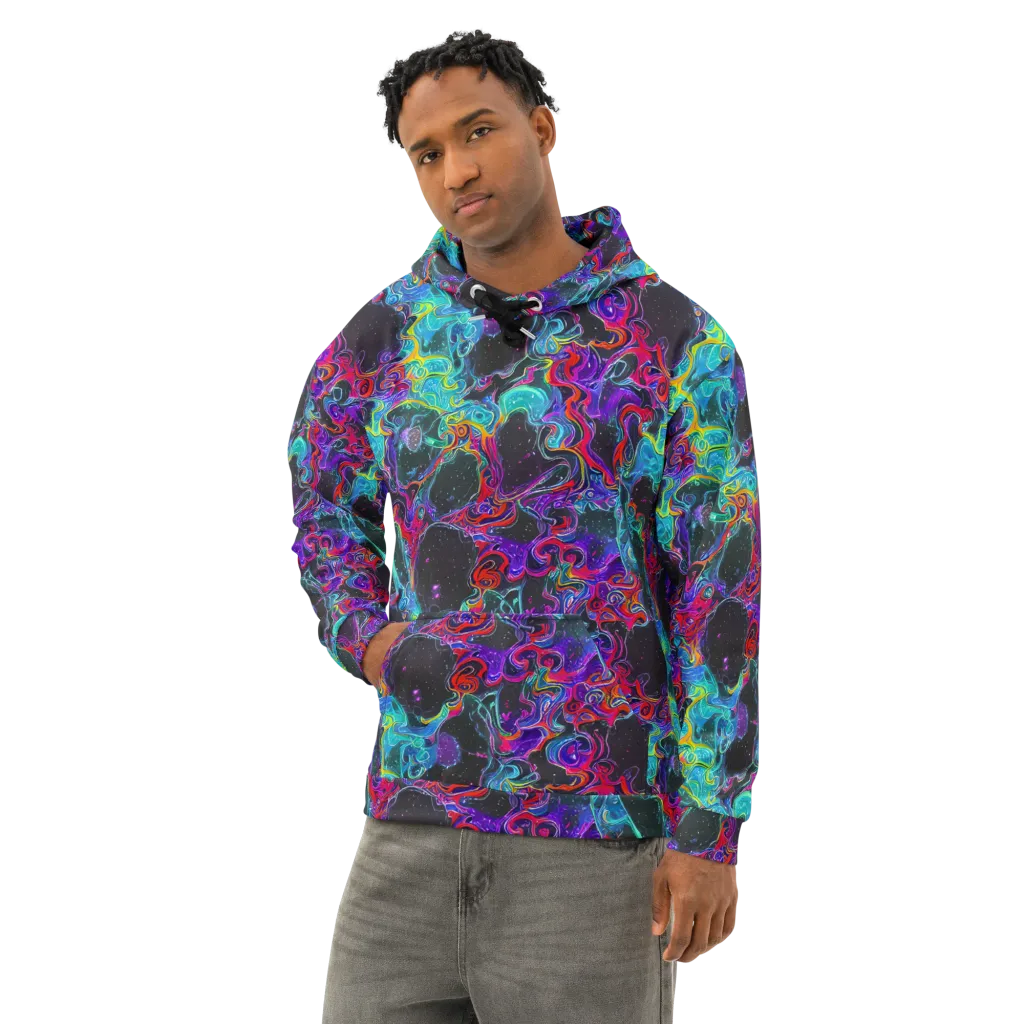 Midnight Eruption on Cotton Hoodie — Left Front