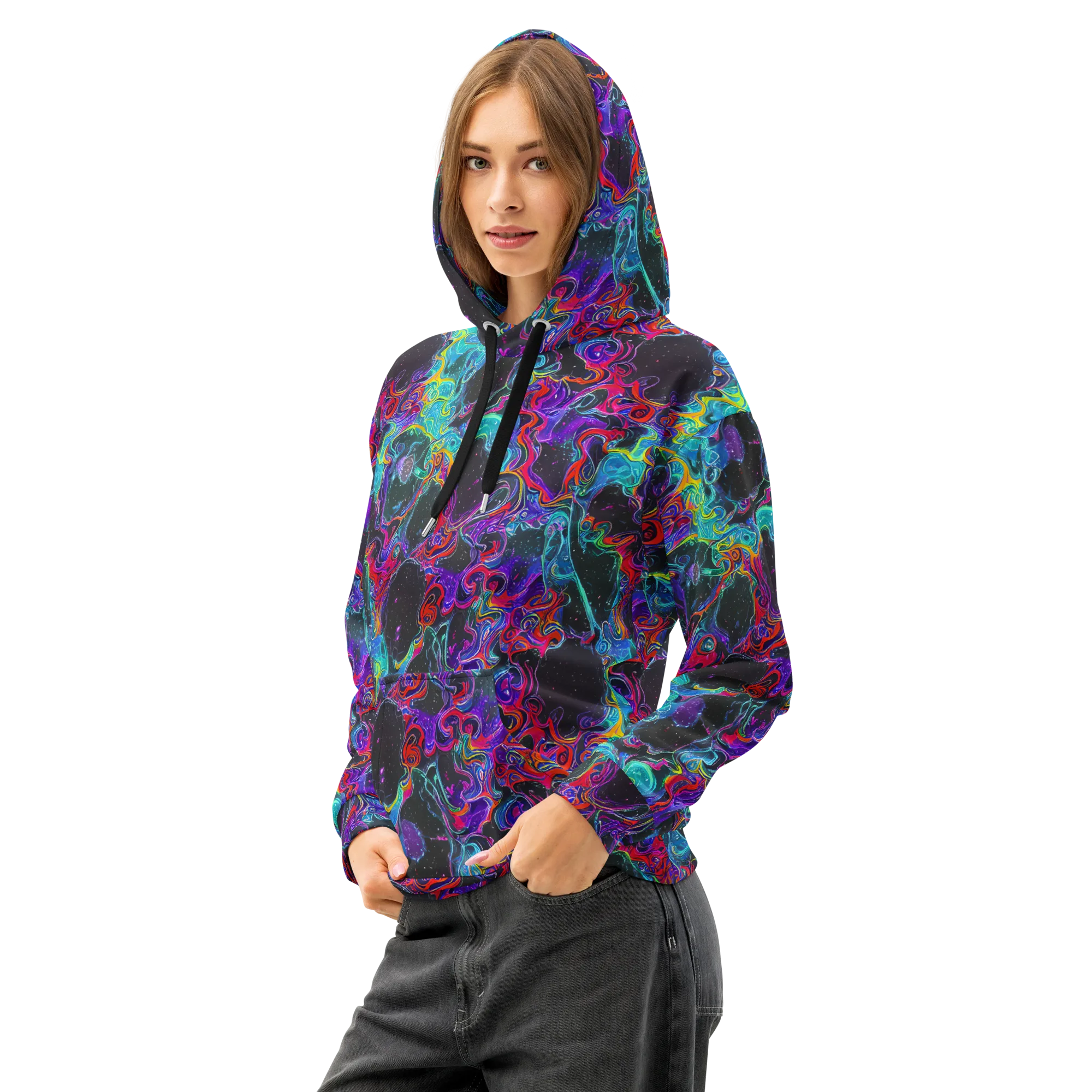 Midnight Eruption on Cotton Hoodie — Left Front