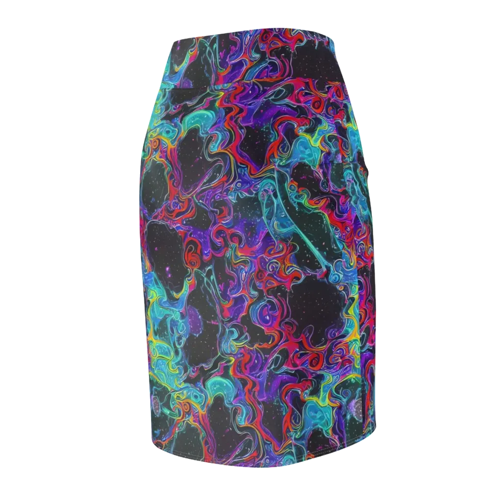 Midnight Eruption on Pencil Skirt — Back Side