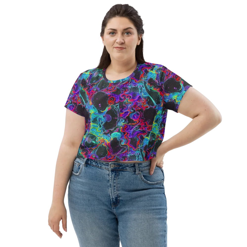 Midnight Eruption on Crop Tee — Front