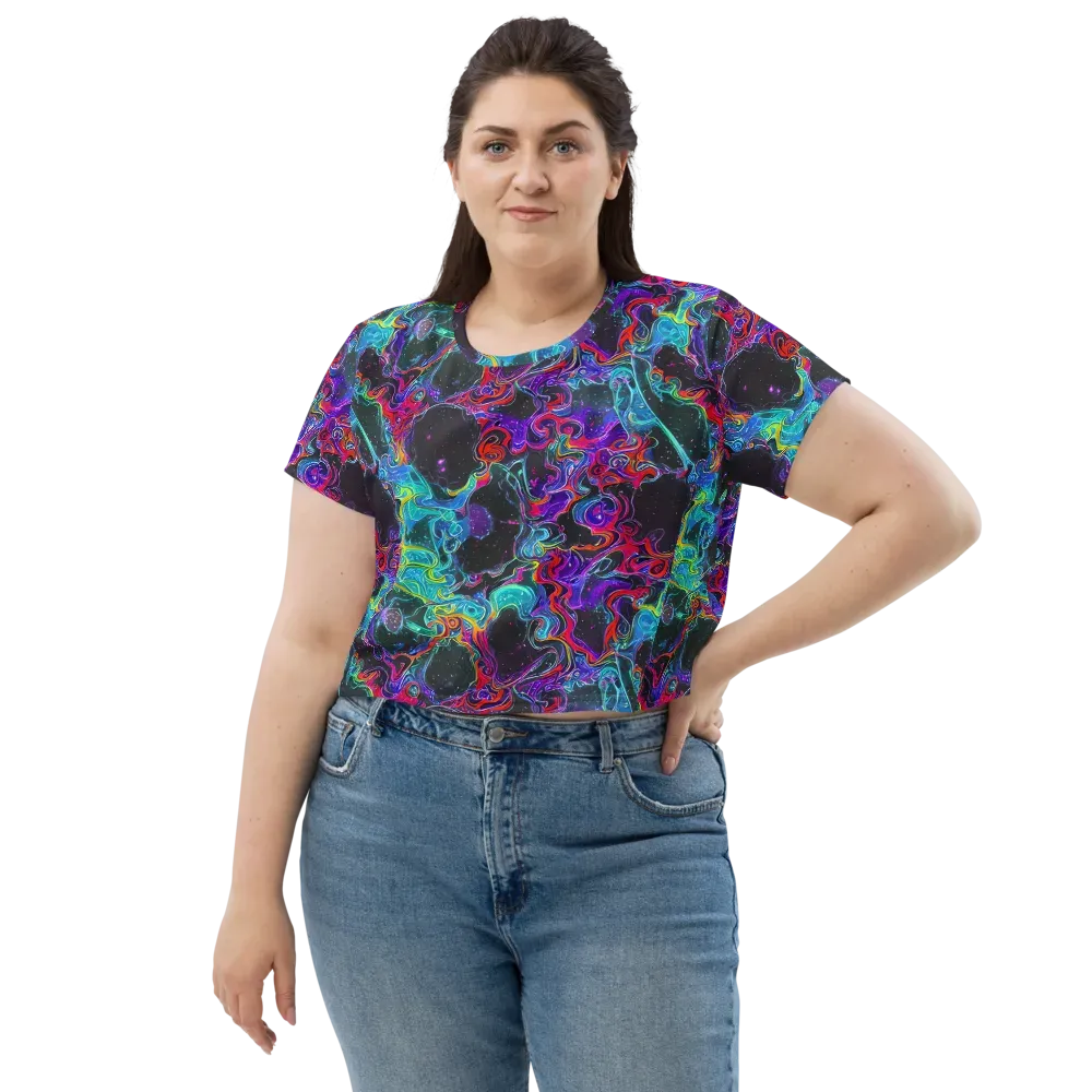 Midnight Eruption on Crop Tee — Front