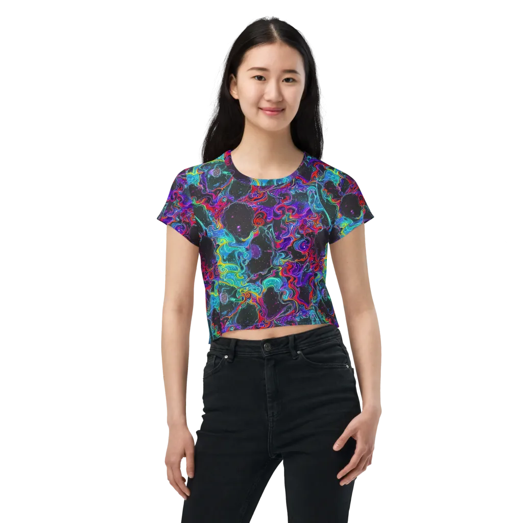 Midnight Eruption on Crop Tee — Front