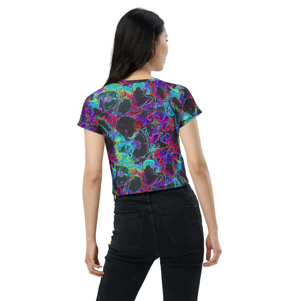 Midnight Eruption on Crop Tee — Back