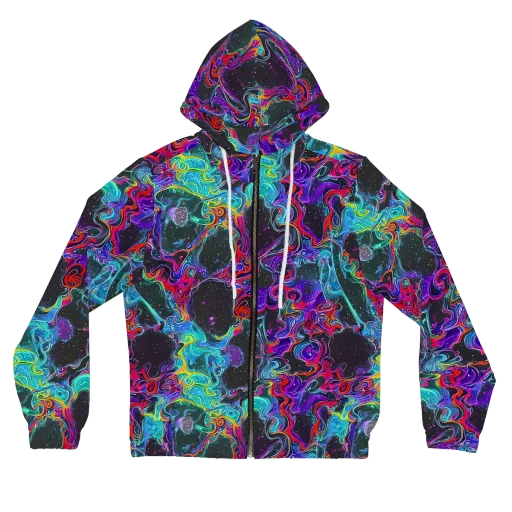 Midnight Eruption on a Women's Full-Zip Hoodie