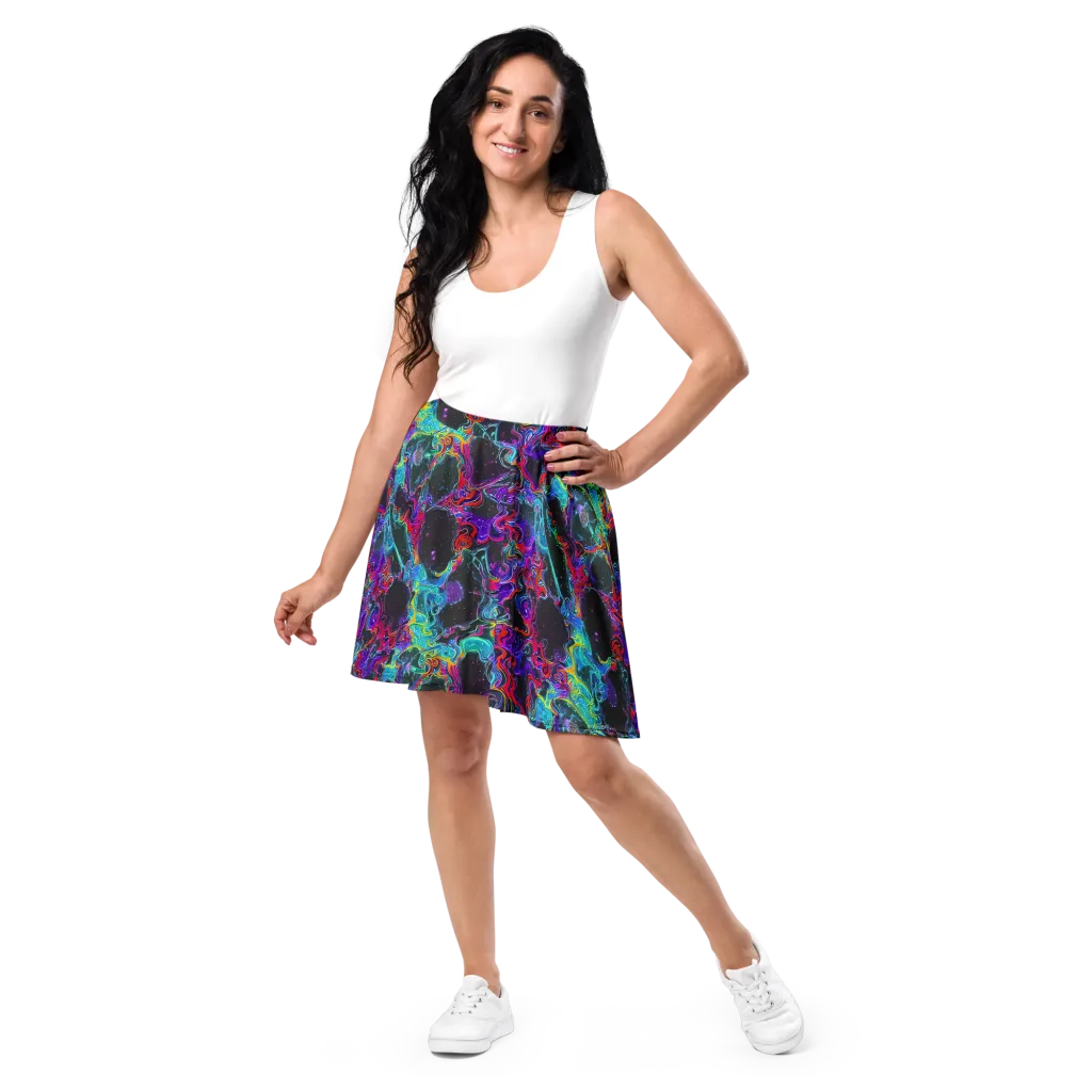 Midnight Eruption on Skater Skirt — Front