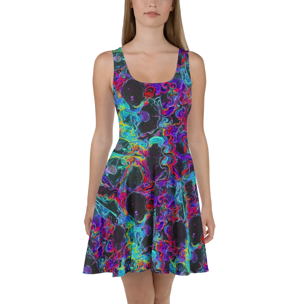 Midnight Eruption on Skater Dress — Front