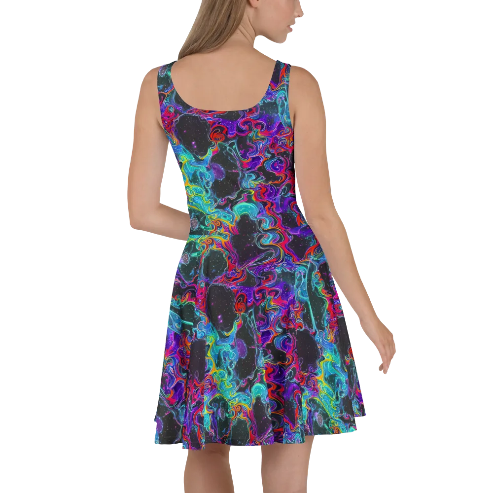 Midnight Eruption on Skater Dress — Back