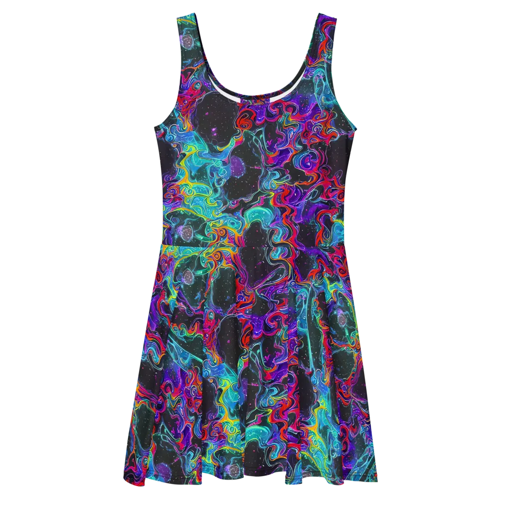 Midnight Eruption on Skater Dress — Front