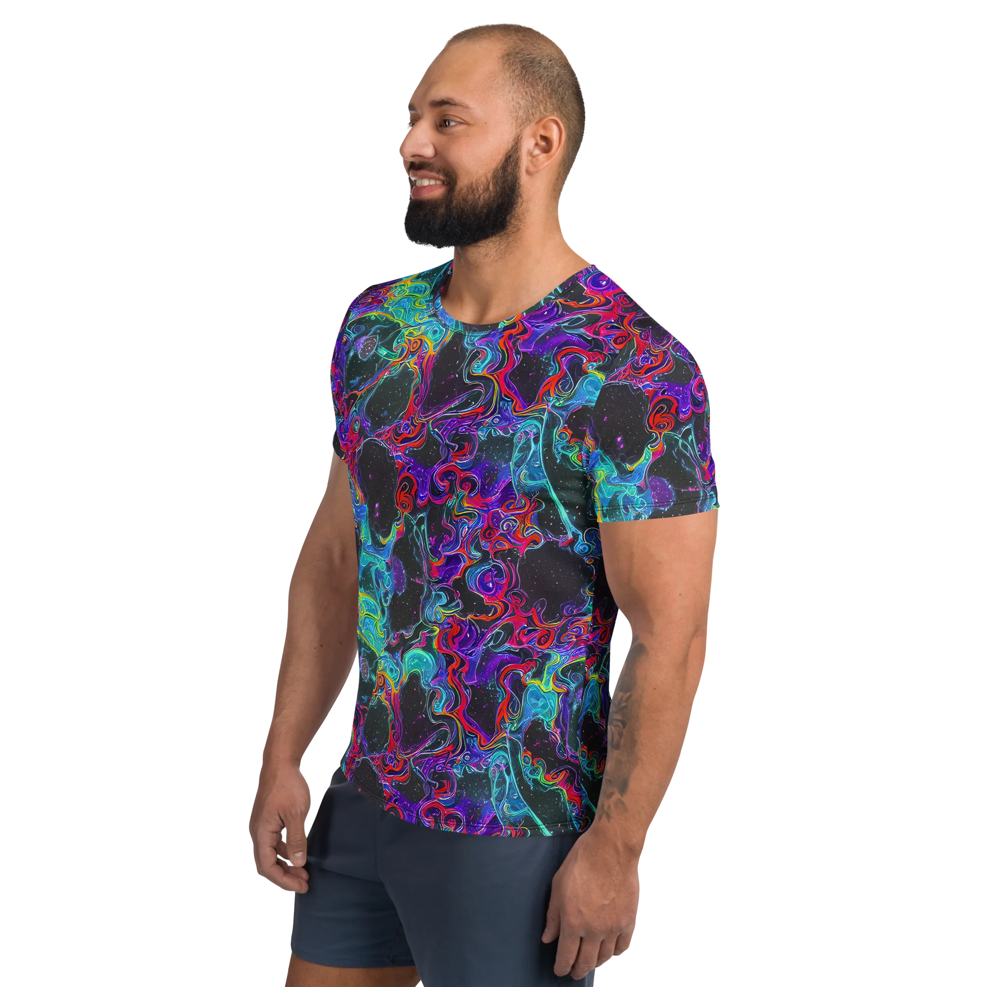 Midnight Eruption on Men's Athletic T-Shirt — Left