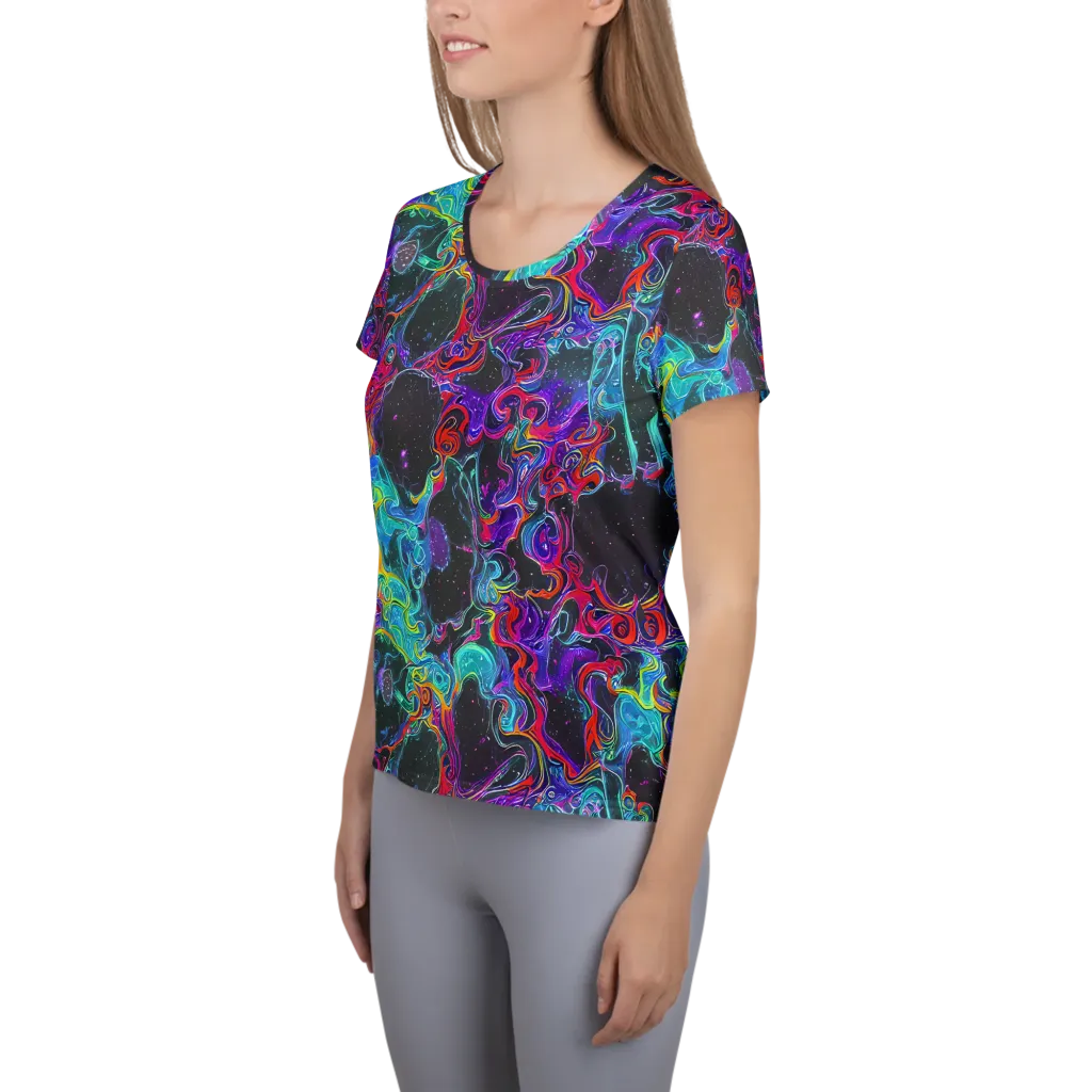 Midnight Eruption on Women's Athletic T-Shirt — Left