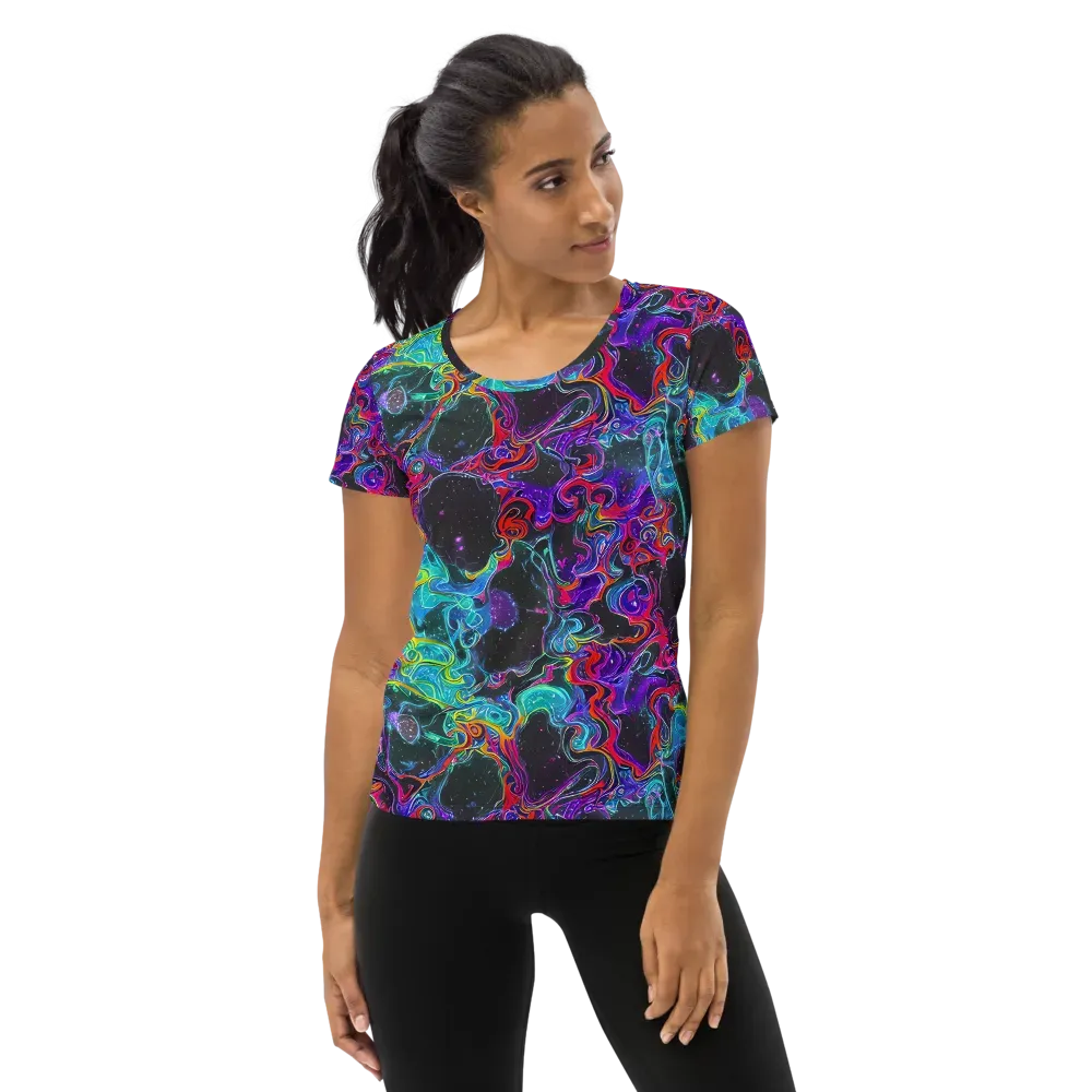 Midnight Eruption on Women's Athletic T-Shirt — Front