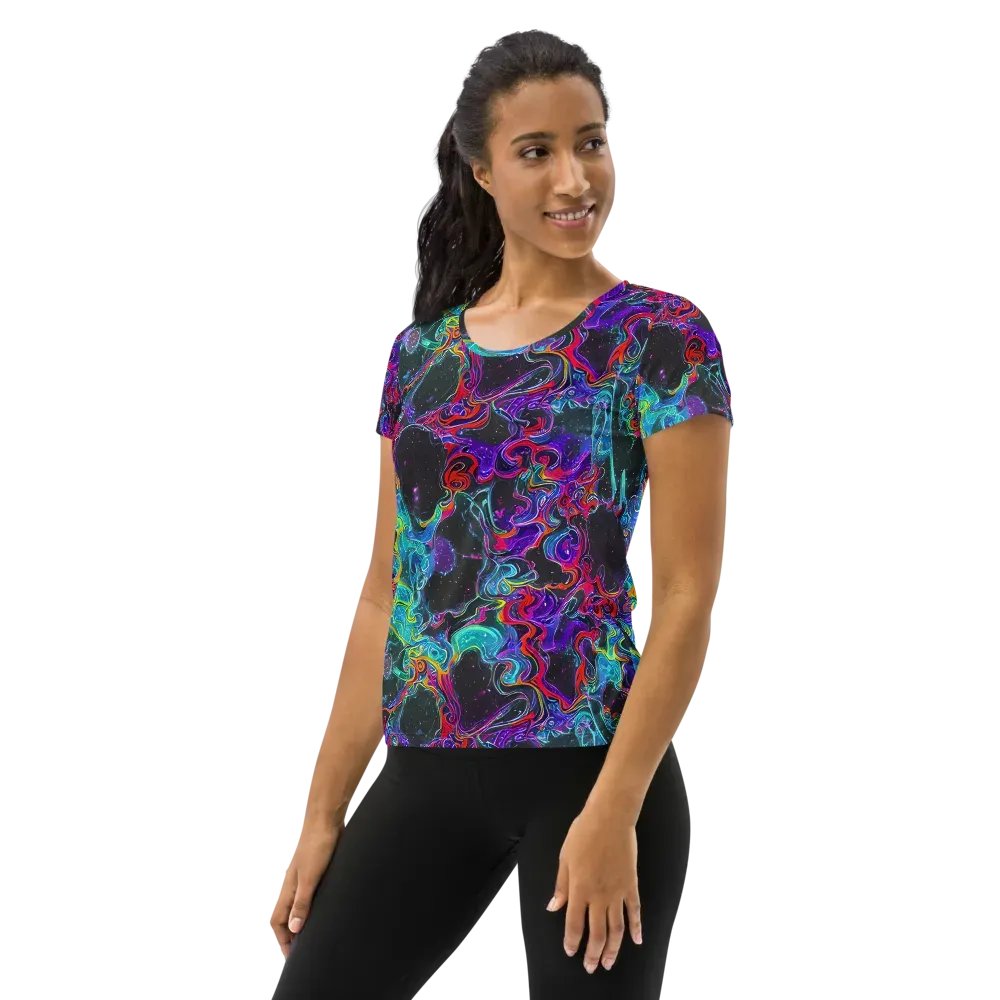Midnight Eruption on Women's Athletic T-Shirt — Left