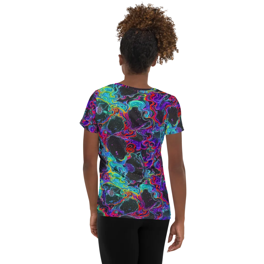 Midnight Eruption on Women's Athletic T-Shirt — Back